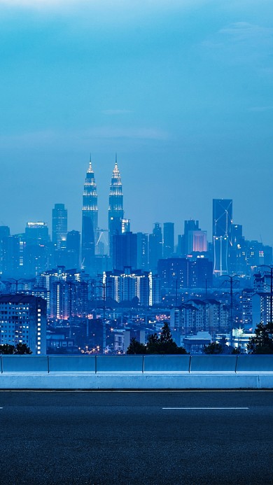 建筑空间蓝色城市风光手机壁纸图片海报