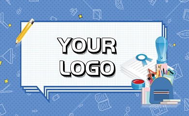 创意蓝色卡通学习用品名片