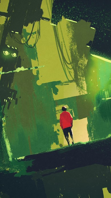 建筑空间人物科幻动画手机壁纸海报