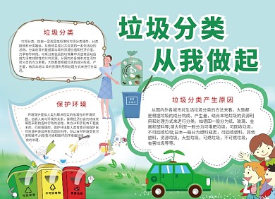 保护环境城市垃圾分类宣传小报绿色创意