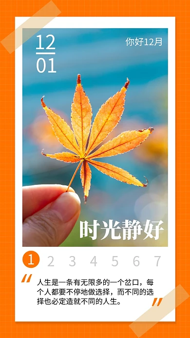 简约摄影风你好12月宣传手机海报