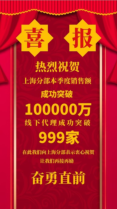 季度销售喜报手机海报宣传