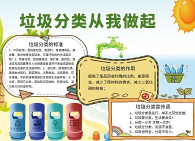 垃圾分类公益宣传小报创意趣味卡通