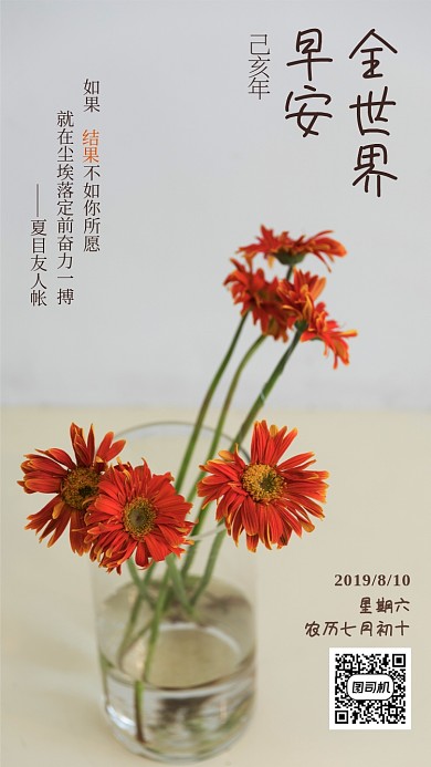 植物花卉早安日签海报