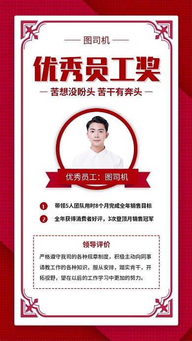 荣誉奖状手机海报