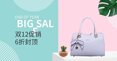 双色清新双十二女包促销电商海报