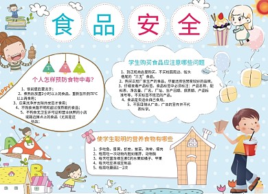 食品安全宣传小报创意卡通手绘