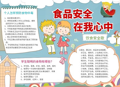 儿童食品安全小报创意手绘卡通