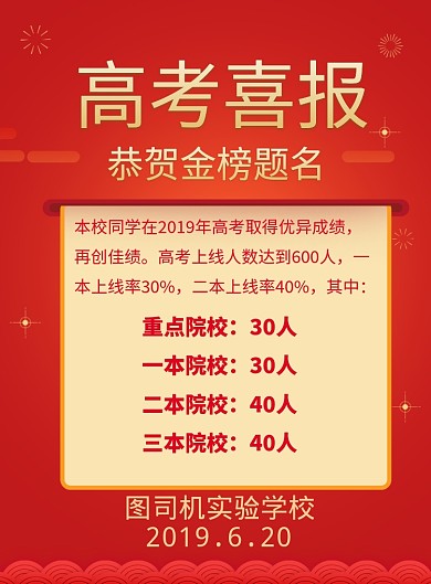 红色喜庆金榜题名海报印刷