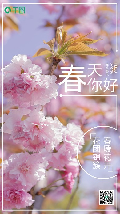 春天你好摄影图海报