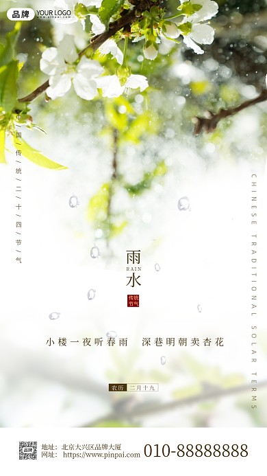 传统节气雨水宣传摄影图海报