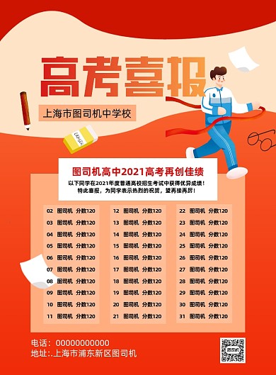 高考喜报高考冲刺插画印刷海报