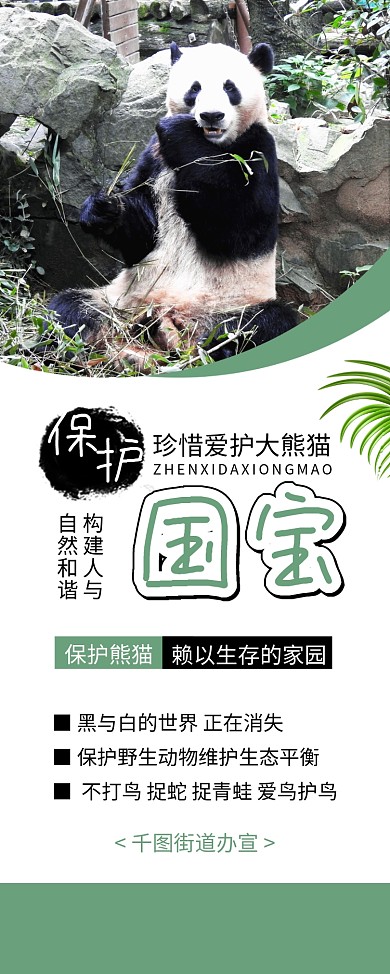 保护熊猫国宝人与自然和谐公益展架易拉宝