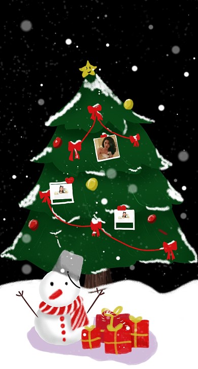 圣诞卡通手机壁纸手绘圣诞树2022