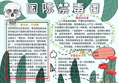 国际禁毒日安全教育小报小学生手抄报