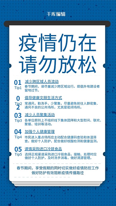 防疫指南蓝色简约海报
