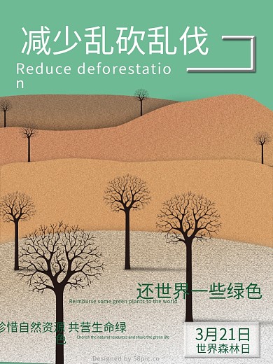 减少乱砍乱伐保护森林公益海报