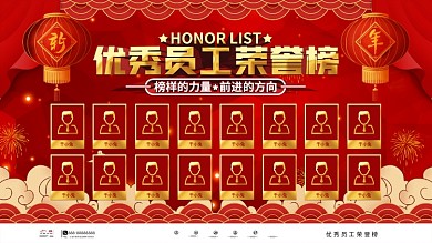 中国风喜庆年度优秀员工荣誉榜展板