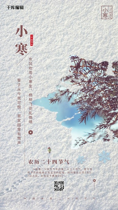 中国传统二十四节气小寒简约海报