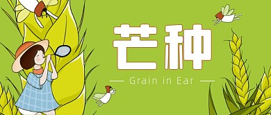 芒种节气夏天麦穗绿色公众号首图