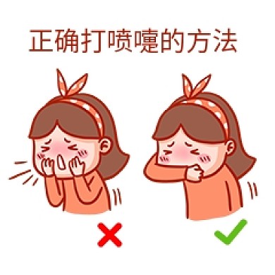千库编辑原创元素正确打喷嚏防飞沫表情包插画元素
