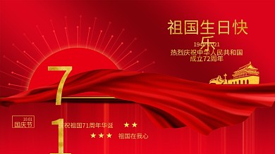 祖国生日快乐红色喜庆展板