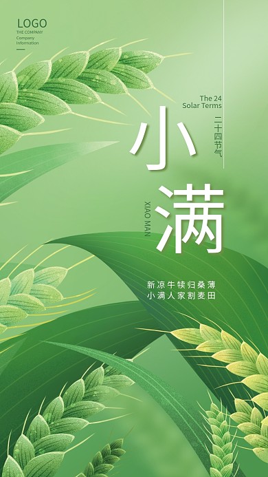 简约小清新小满节气节日海报