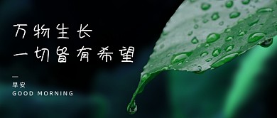 早安问候正能量绿叶公众号首图