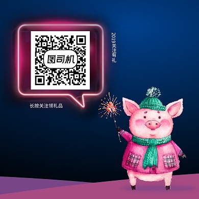 卡通手绘节日小猪二维码