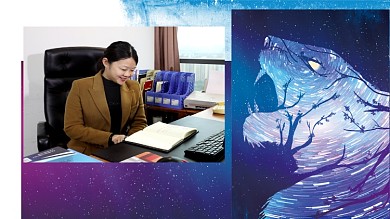 2022虎新年科技感星空舞台背景年会海报