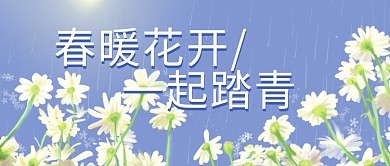 春暖花开一起踏青小白花蓝色小清新公众号首图