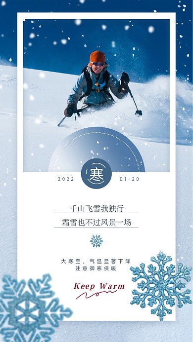 大寒节气雪花摄影图海报