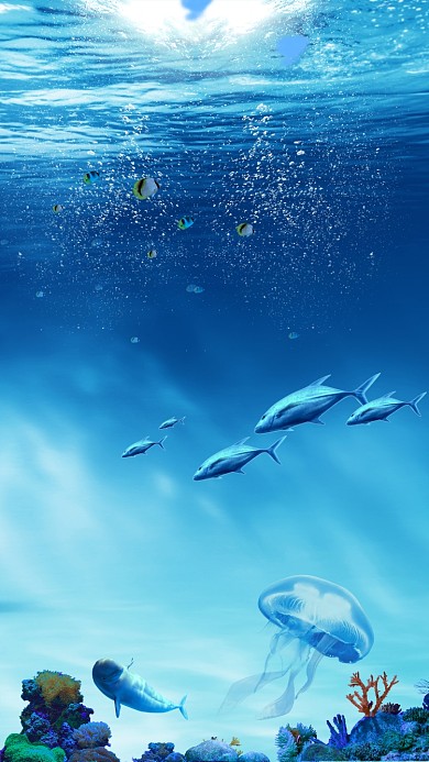 蓝色世界海洋日背景手机桌面壁纸背景