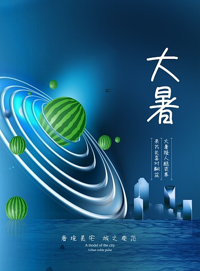 简约大气地产大暑海报