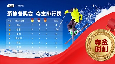 冬奥会排行榜摄影图海报