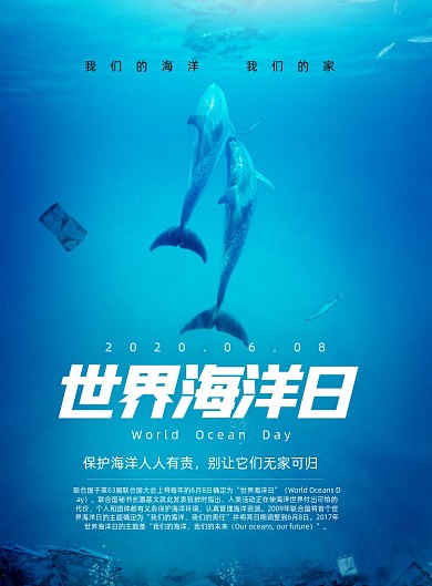 世界海洋日宣传公益海报