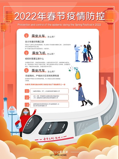 原创春运防疫系列海报唯美浪漫