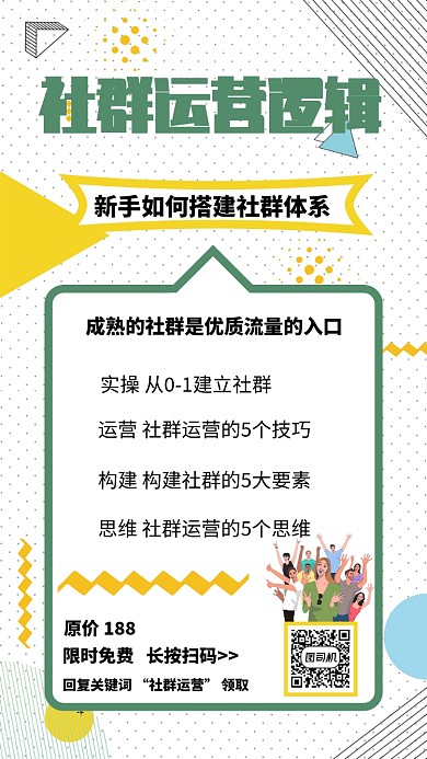 简约卡通社群运营手机海报