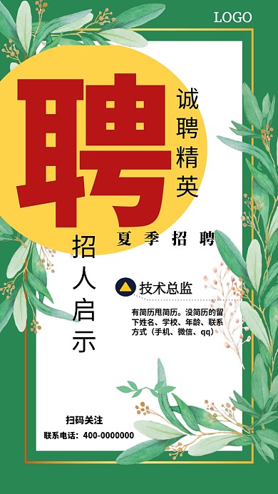 招聘兼职赚钱岗位职位海报