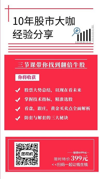 暖色时尚股市讲座手机海报