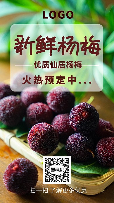 新鲜杨梅火热预定手机海报