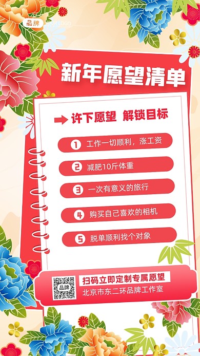 新年愿望清单摄影图海报