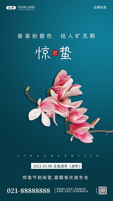 中国传统节日惊蛰摄影图手机海报