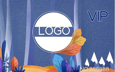 原创素材元素手绘大气蓝色高端会员卡