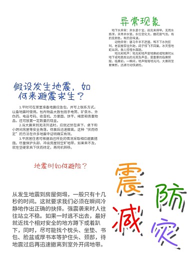 绿色竖版防震减灾漂亮手抄报模板