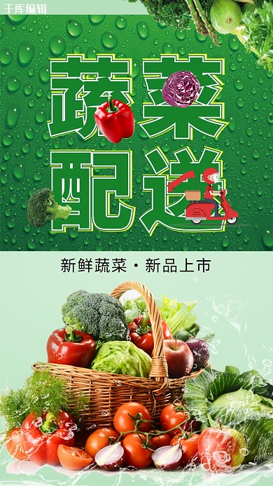 简约薄荷绿蔬菜配送到家