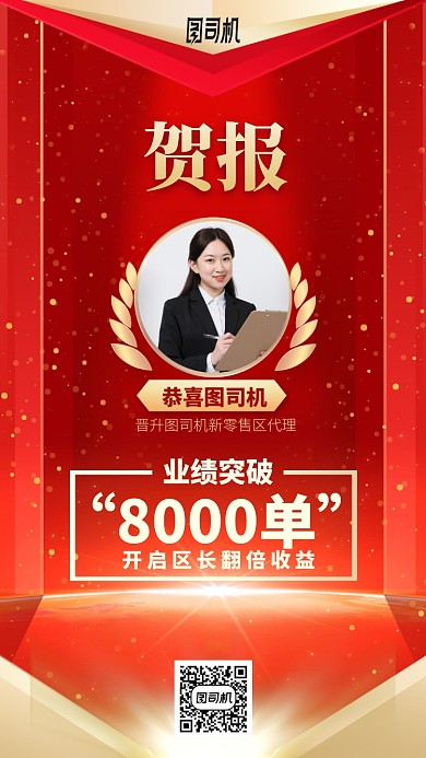 贺报业绩突破手机海报