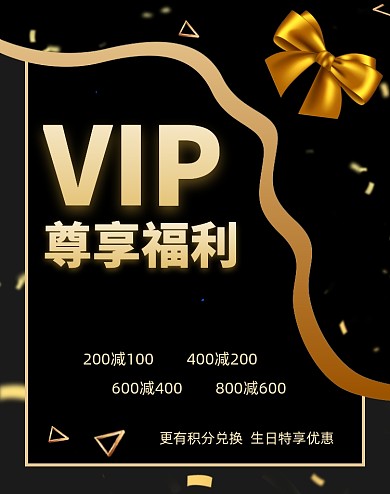 VIP会员积分福利电商淘宝黑金竖版海报