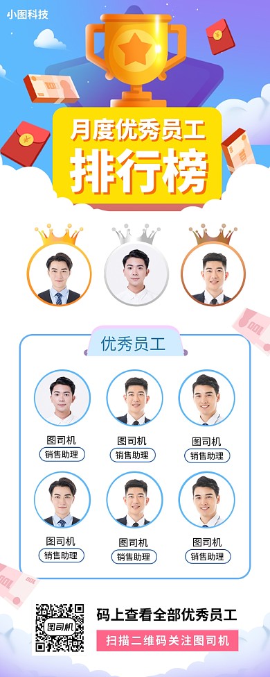 优秀员工名单手机海报