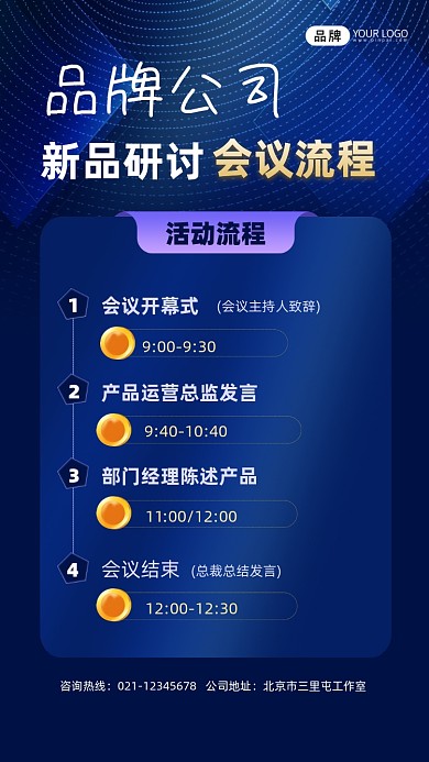 新品研讨会议流程宣传摄影图海报